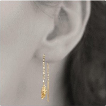 Drop feather chain earrings 750 gold-plated 3 microns