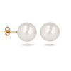 Boucles d'oreille plaqué or avec perle d'imitation de Majorque blanche 10MM - vue V1