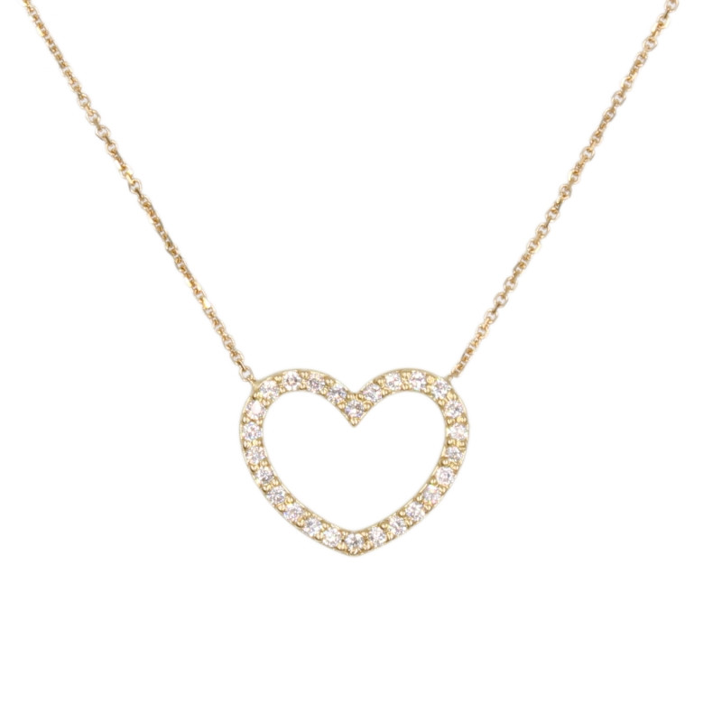 Collier Femme Or Jaune - Pendentif Coeur - Pavé de Zirconiums