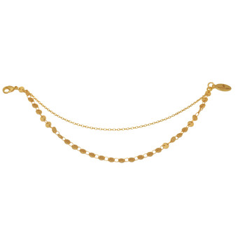 Bracelet multi- rangs délicat minimaliste chaîne disques doré à l 'or fin