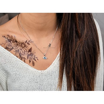 Lucky blue eye necklace set with zirconium oxides Silver 925 Rhodium plated