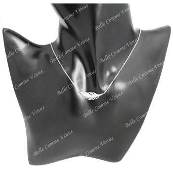 Feather necklace set with zirconium oxide 925 Rhodium-plated silver