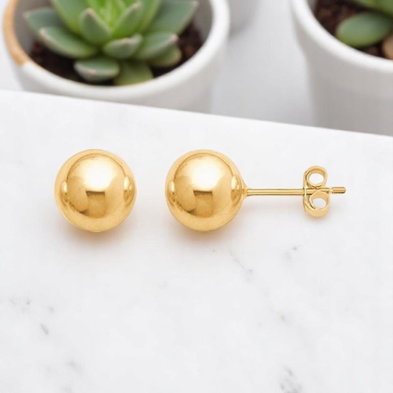 Boucles d'oreilles puce boule Plaqué OR 750 3 microns - vue 2