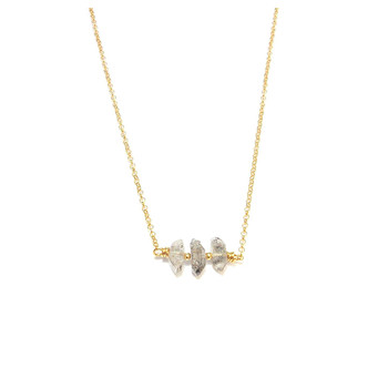 Collier Argent 925 Doré Quartz Diamant
