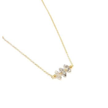 Collier Argent 925 Doré Quartz Diamant