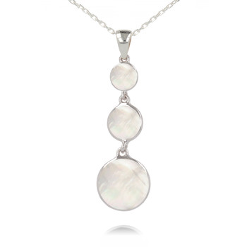 Pendentif 3 disques de nacre blanche sertis argent rhodié