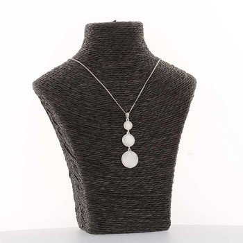 Pendentif 3 disques de nacre blanche sertis argent rhodié