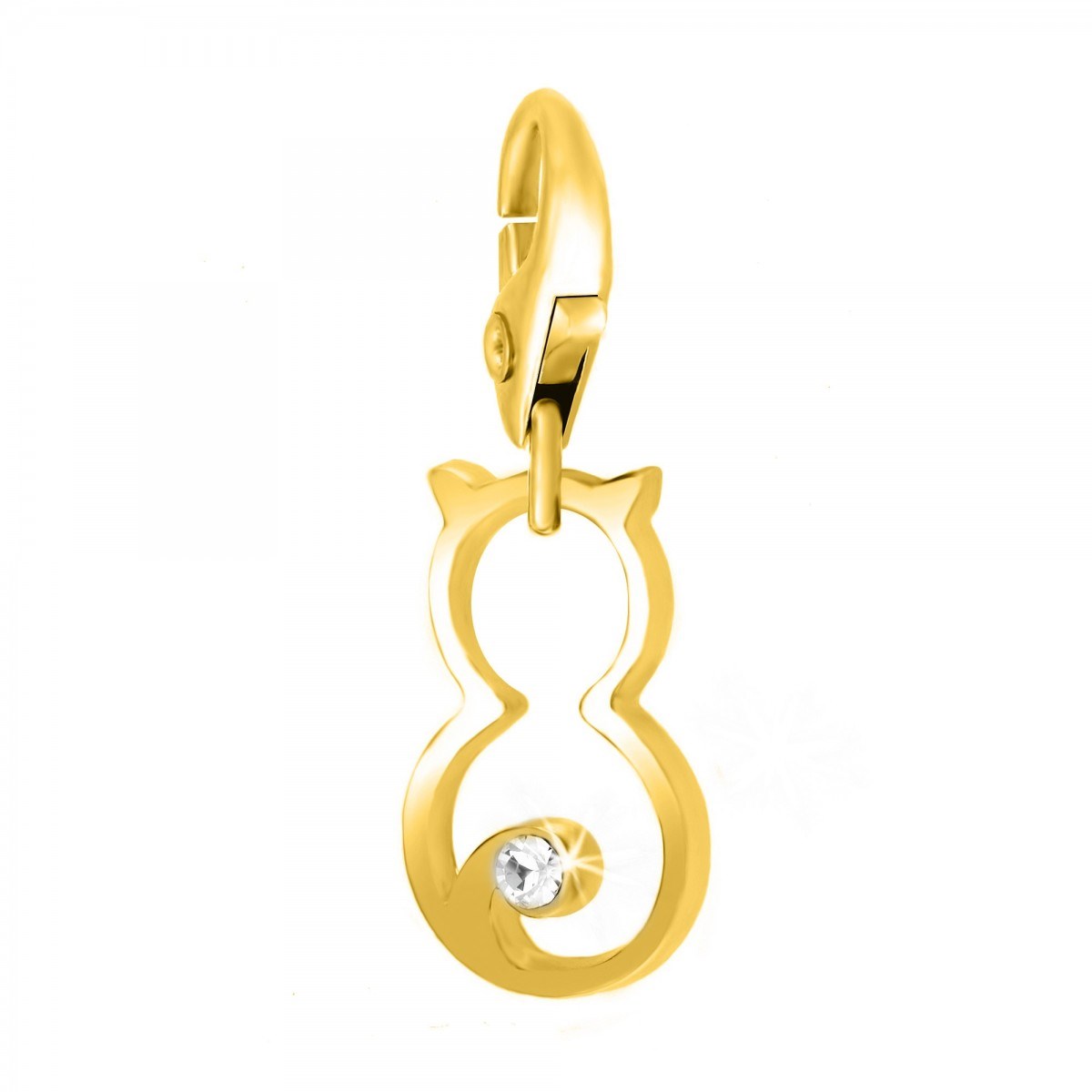 Charm chat doré SC Crystal orné de Cristaux scintillants