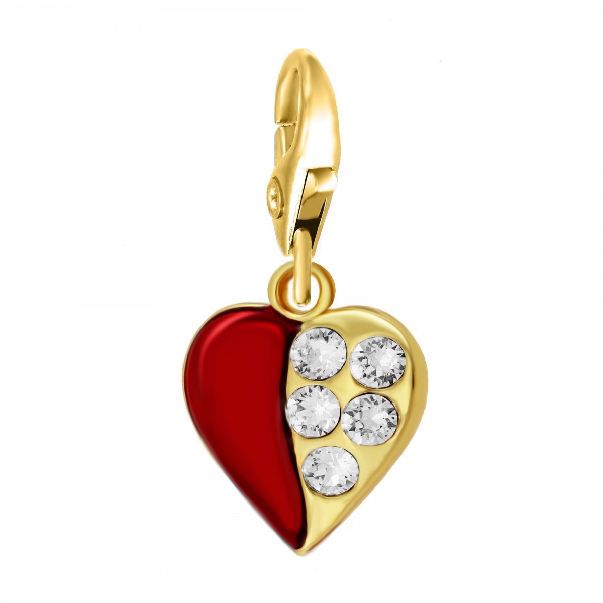 Charm coeur rouge SC Crystal orné de Cristaux scintillants