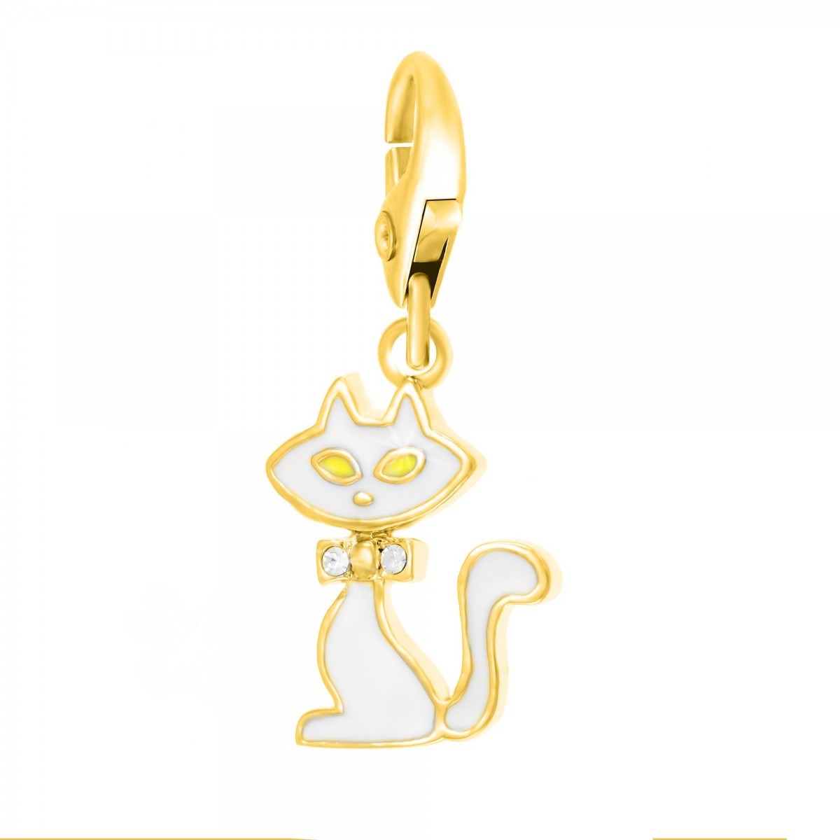 Charm chat blanc SC Crystal orné de Cristaux scintillants