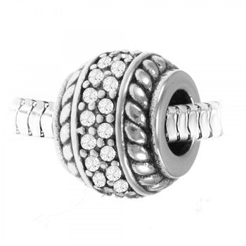 Pearl charm with sparkling crystals and steel SC Crystal