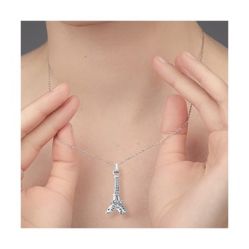 SC Crystal Eiffel Tower necklace with sparkling crystals