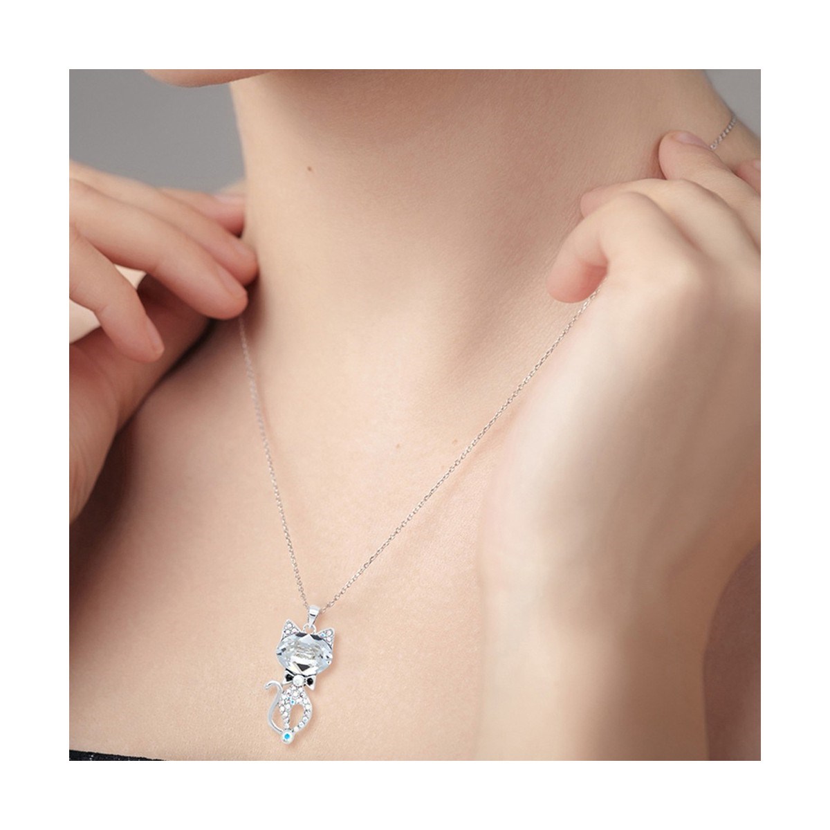 Collier chat SC Crystal orné de cristaux scintillants - vue 2