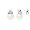Boucles d'Oreilles Perles de Culture Blanches, Diamants et Or Blanc 750/1000 - vue V1