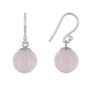 925 Sterling Silver Earrings Rose Quartz Beads