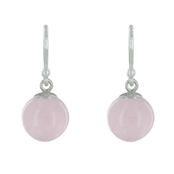 925 Sterling Silver Earrings Rose Quartz Beads