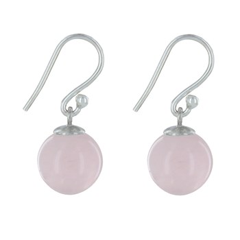 925 Sterling Silver Earrings Rose Quartz Beads