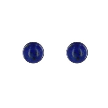 925 Silver Rhodium Plated Stud Earrings with 6mm Lapis Lazuli Beads
