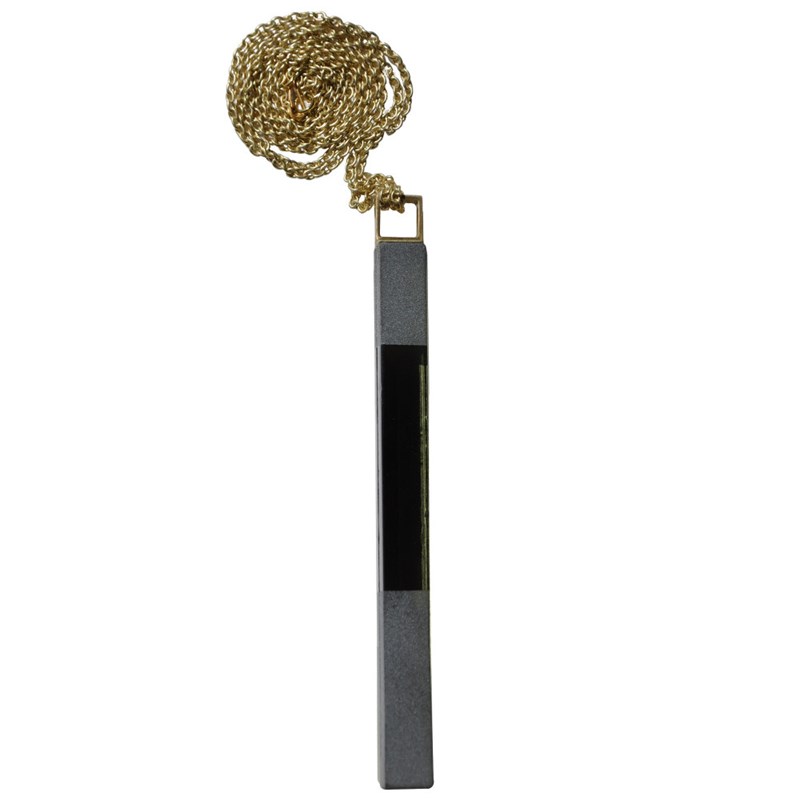 Sautoir Rectangle en Laiton et Verre Feuilleté Noir