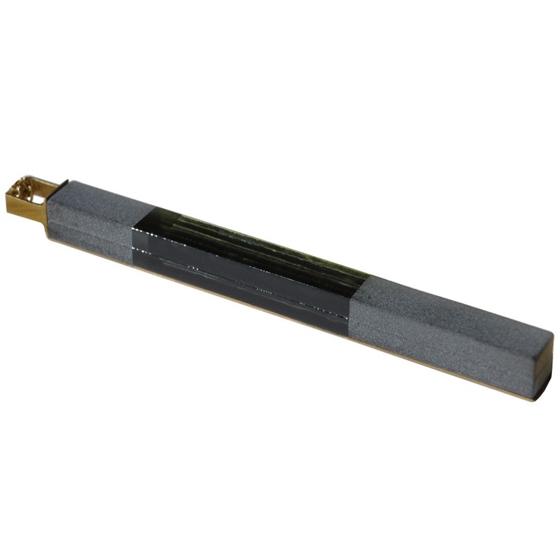 Sautoir Rectangle en Laiton et Verre Feuilleté Noir - vue 2