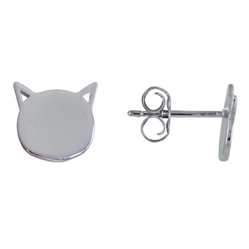 Boucles d'Oreilles Argent 925 Tête de Chat
