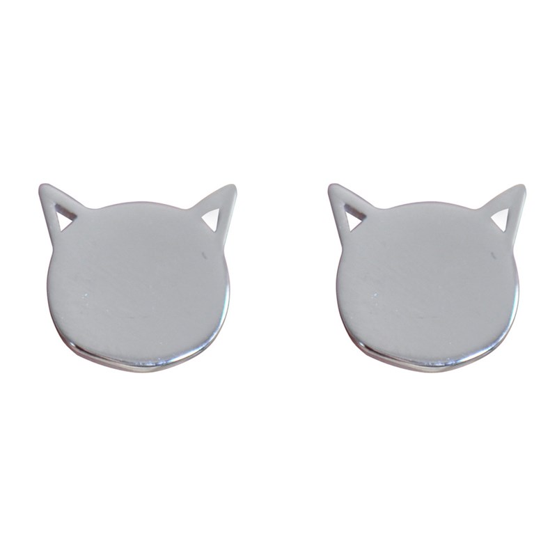 Boucles d'Oreilles Argent 925 Tête de Chat - vue 2