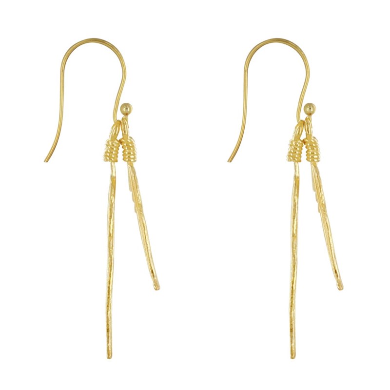 Boucles d'Oreilles Argent 925 Doré Deux Plumes - vue 3