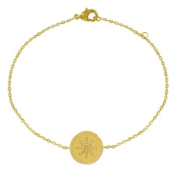 Bracelet Plaqué Or Médaille Ronde Soleil