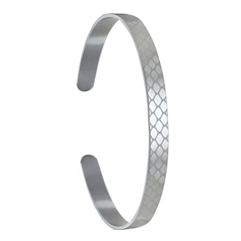 Bracelet Acier Demi Jonc Plat et Ecailles