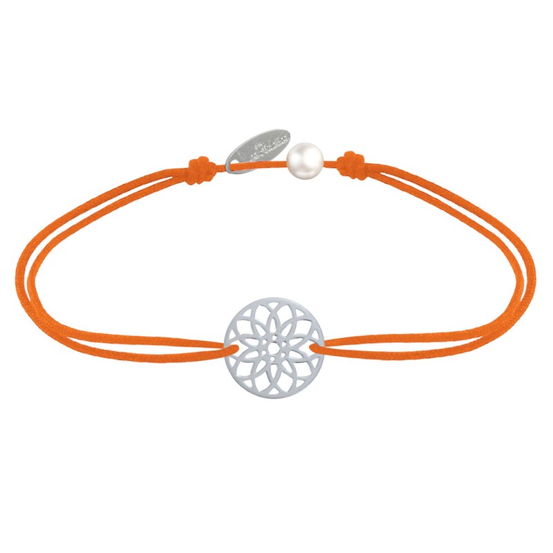 Bracelet Lien Médaille Argent 925 Mandala Graine de Vie - Orange