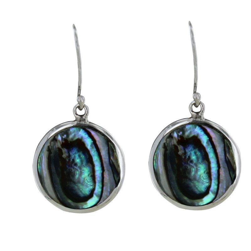 Boucles d'Oreilles Argent 925 Disques Nacre Abalone - vue 2