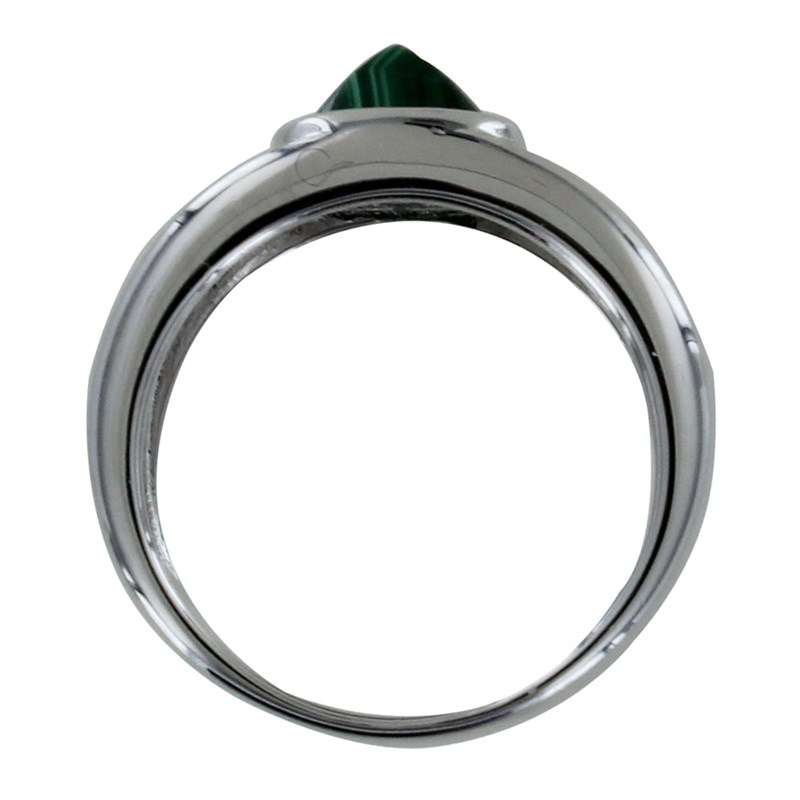 Bague Argent 925 Large Pyramide Malachite - vue 2