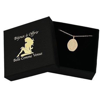 Gold plated 750 3 microns laurel wreath medallion necklace