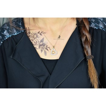 Necklace 2 hearts openwork zirconium oxide GOLD plated 750 3 microns 2 tones