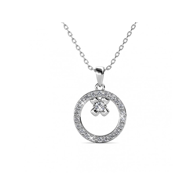 Pendentif Eliza - Argenté et Cristal