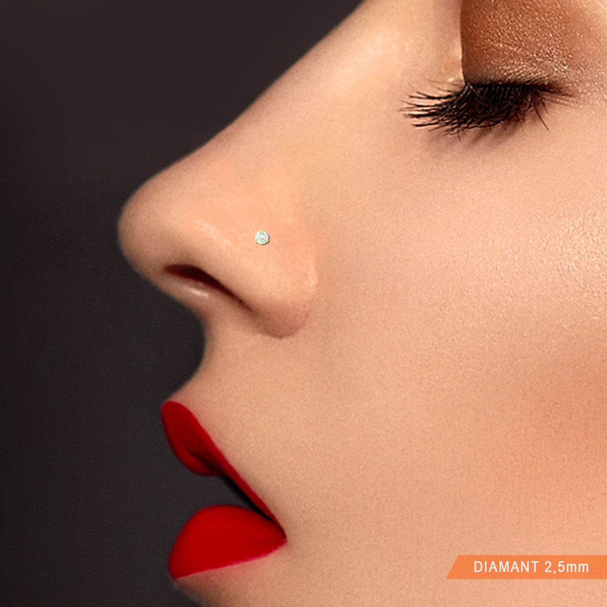 Piercing de nez diamant 0,05carats or jaune barre pliée - vue 2