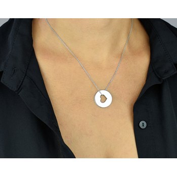 Openwork heart necklace in a circle Silver 925 Rhodium