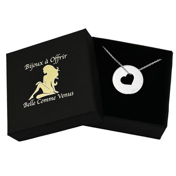 Openwork heart necklace in a circle Silver 925 Rhodium