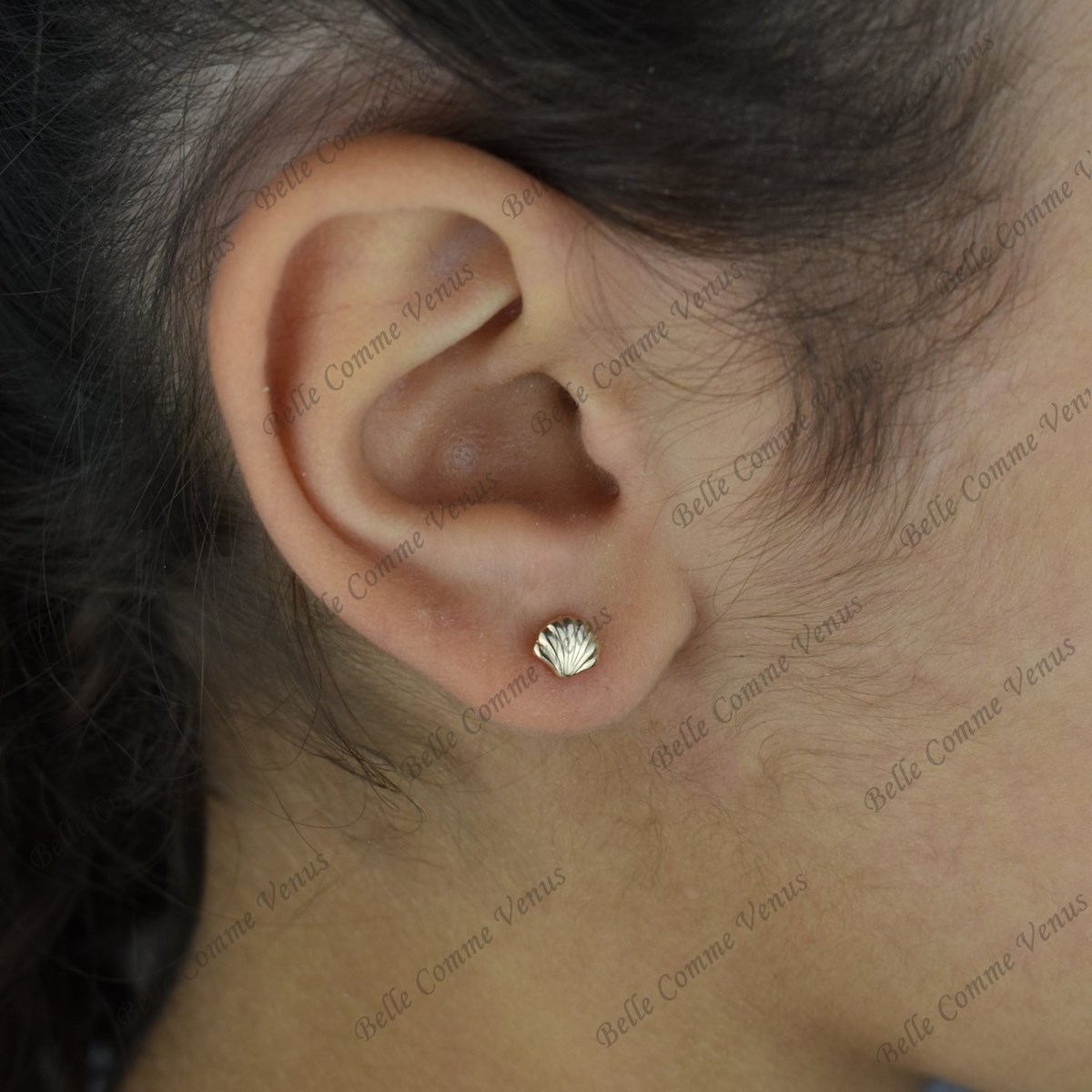 Boucles d'oreilles coquillage Plaqué OR 750 3 microns - vue 2
