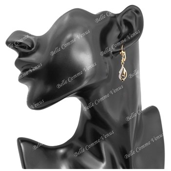Gold-plated 750 3 microns 2-tone sapphire sleeper earrings