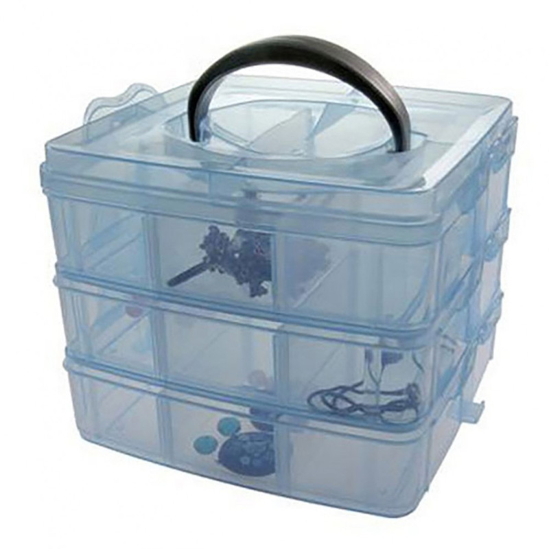 Boite de rangement plastique 18 compartiments Bleu