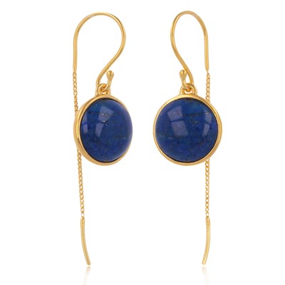 LAPIS LAZULI Gemstone 925 Sterling Argent plaqué levier dos Femme Boucles d/'oreilles