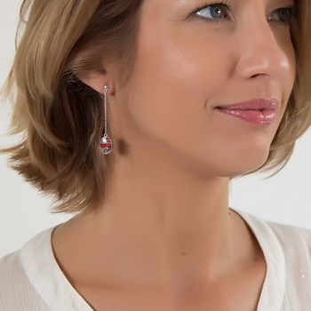 Cabochon Coral & Silver Lace Earrings - Aden Boutique