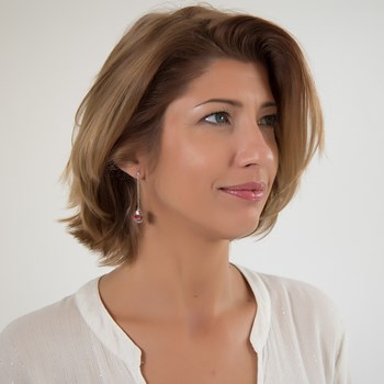 Cabochon Coral & Silver Lace Earrings - Aden Boutique