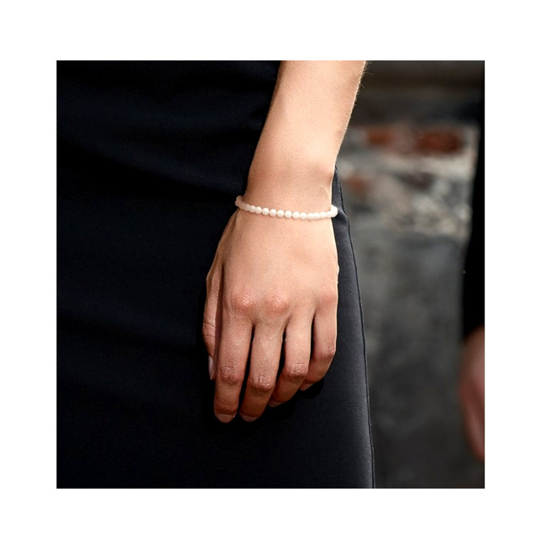 Bracelet Femme Perles de culture d'eau douce Blanches 5-6 mm et Fermoir Or Blanc 750/1000 - vue 2