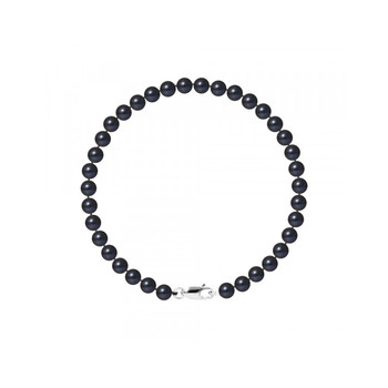 Bracelet Femme Perles de culture d'eau douce Noires 5-6 mm et Fermoir Or Blanc 750/1000
