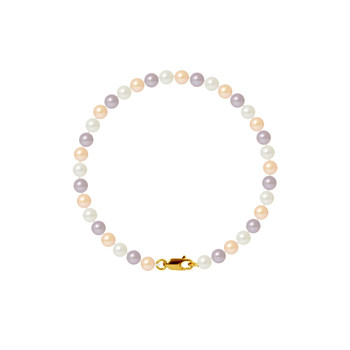 Bracelet Femme Perles de culture d'eau douce Multicolores 5-6 mm et Fermoir Or jaune 750/1000