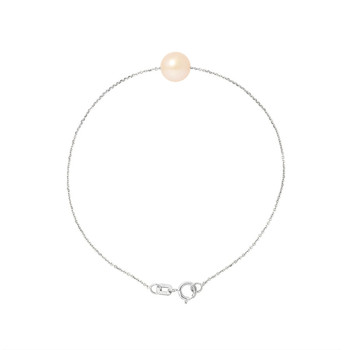 Bracelet Femme Perle de culture d'eau douce Rose AA et Or Blanc 750/1000