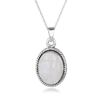 Pendentif Dahlia Argent 925 et Pierre de Lune | ADEN Design Vintage | Bijou Mystique