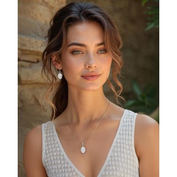 Pendentif Dahlia Argent 925 et Pierre de Lune | ADEN Design Vintage | Bijou Mystique